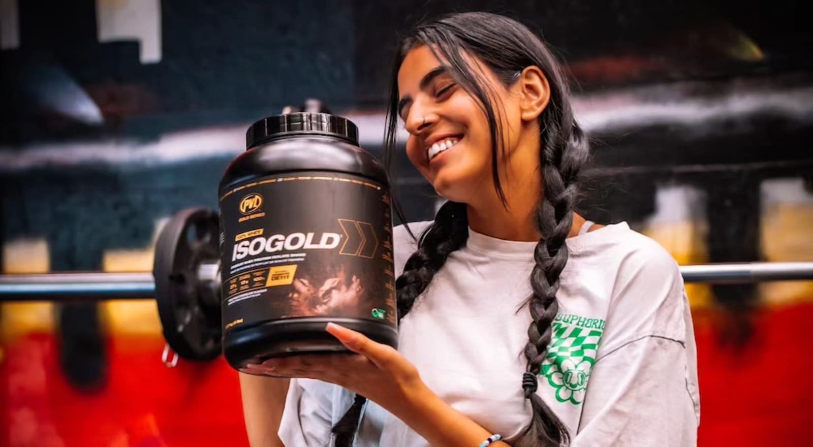Member with Iso Gold protein from the in-house supplement store
